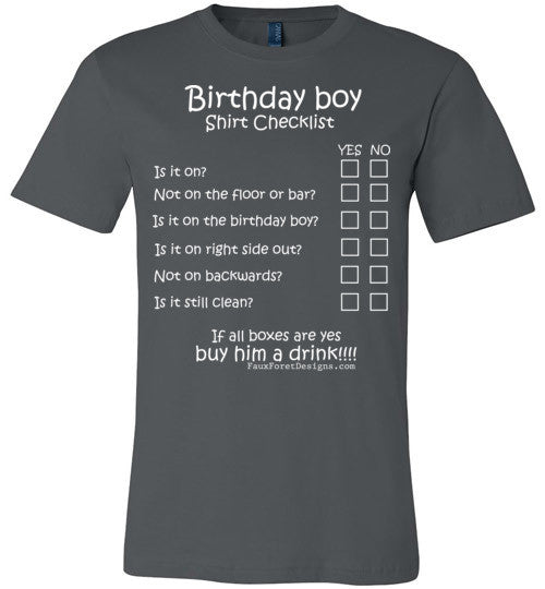 Birthday Boy Checklist Canvas Unisex T-Shirt