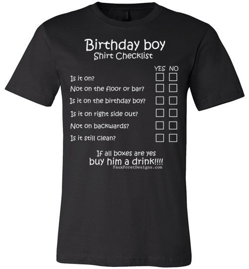 Birthday Boy Checklist Canvas Unisex T-Shirt